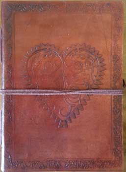 5" X 7" Heart Leather Blank Book W-cord