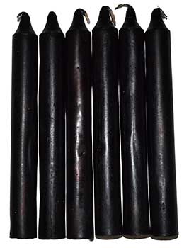(set Of 6) Black 6" Taper Candle