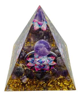 2 1-2" Purple Moon With Lotus Orgonite Pyramid