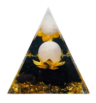 2 1-2" White Moon With Lotus Orgonite Pyramid