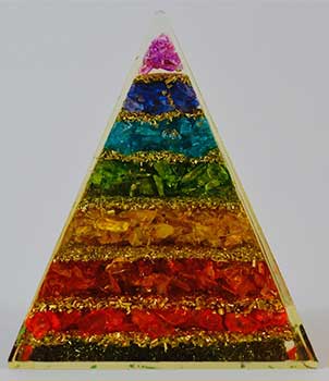 3 3/4" Orgone 7 Chakra Pyramid