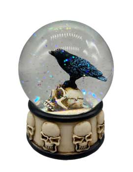 3 1-4" Raven On Skull Water Globe