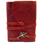 5" X 7" Burgundy Embossed Leather W/ Key & Cord