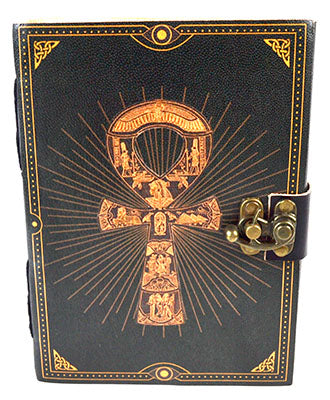 5" X 7" Ankh Leather Blank Book W/ Latch