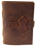 Brown Leather Journal W/ Strap 4 1/2" X 6 1/2" - 240 Pages - Unlined