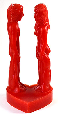 8" Red Face To Face Candle