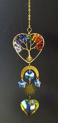 13 1/2"  7 Chakra Heart Sun Catcher