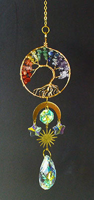 15"  7 Chakra Tree Of Life Sun Catcher