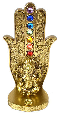 5 15/16" Gold Ganesha Chakra Hand Incense Burner