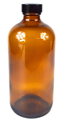 16oz Glass Amber Bottle With Cap