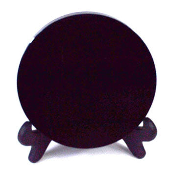 12cm Black Obsidian Scrying Mirror W/ Stand