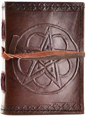 Pentagram Leather Blank Journal W- Cord