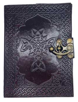 Celtic Cross Leather Blank Book W- Latch