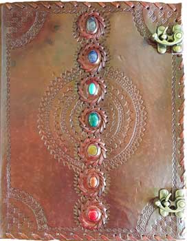 10" X 13" Chakra Leather Blank Book W- Latch