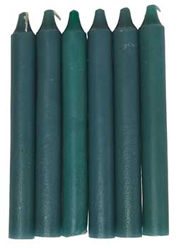 (set Of 6) Green 6" Taper Candle