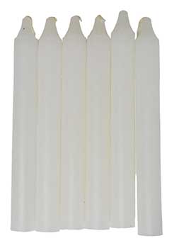 (set Of 6) White 6" Taper Candle