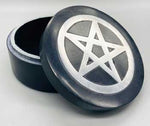 4" Pentagram Inlay Soapstone Black Box