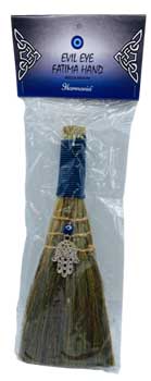 9" Broom Evil Eye Fatima Hand