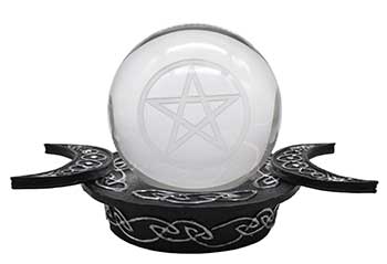 70mm Pentagram  Gazing Ball Wtriple Moon Stand