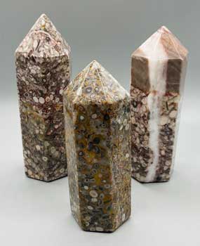 ~5+" White Leopard Skin Jasper Obelisk