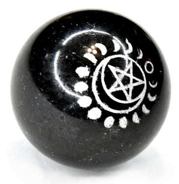 50mm Tourmaline Pentagram & Moon Sphere