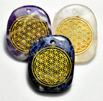 (set Of 4 Flower Of Life Worry Stone W- Hole