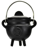 Pentagram Cast Iron Cauldron W- Lid 2 3-4"