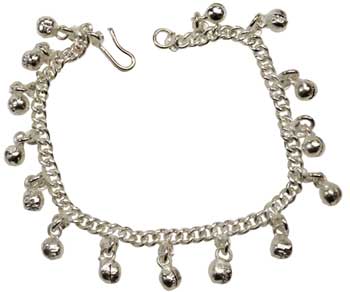 Silvertone Anklet W- Bells