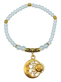 Opalite W Sun Moon Stars Anklet