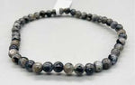 4mm Labradorite, Black Bracelet