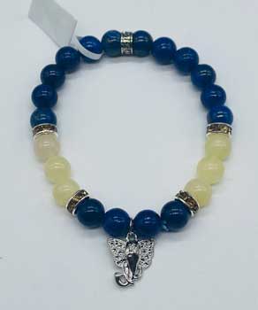 8mm Lapis, Honey Jade, Ganesha Bracelet