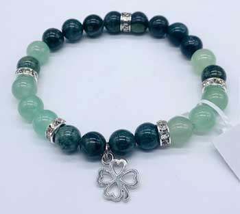 8mm Kambaba Jasper, Green Aventurine, Clover Bracelet