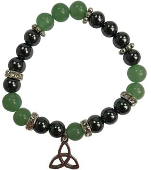 8mm Green Aventurine- Hematite With Triquetra