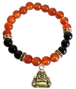 8mm Carnelian- Black Onyx With Buddha