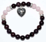 8mm Garnet- Rose Quartz With Heart