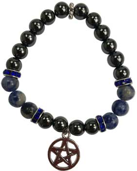 8mm Hematite (man-made)- Sodalite With Pentagram