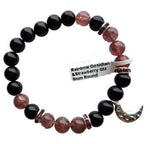 8mm Rainbow Obsidian & Strawberry Quartz - Moon