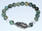 8mm Turquoise- Quartz With Feather