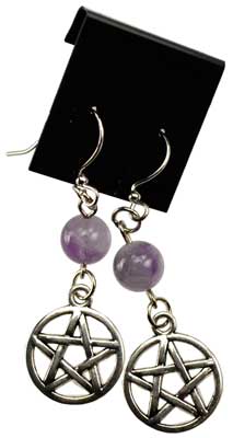 Amethyst Pentagram Earrings