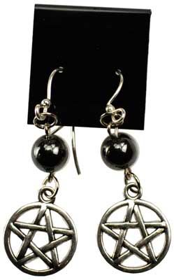 Hematite Pentagram Earrings