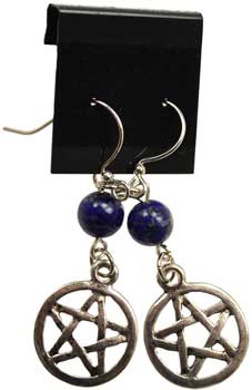 Lapis Pentagram Earrings