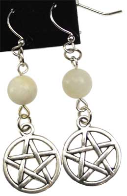 Moonstone Pentagram Earrings