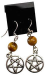 Tiger's Eye Pentagram Earrings