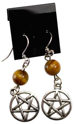 Tiger's Eye Pentagram Earrings