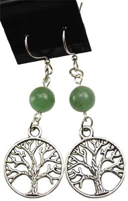 Green Aventurine Tree Of Life Earrings