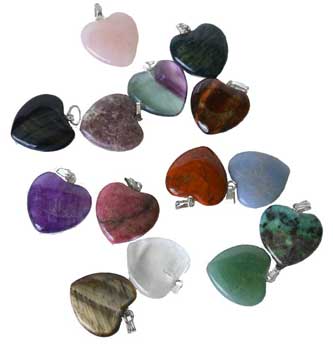 (set Of 24) 3-4" (20mm) Various Stones Heart