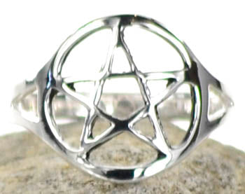 Silver Plated Brass Pentagram Ring Size 10