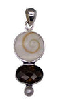 Shiva Eye Shell Pendant W/ Fresh Water Pearl And Smoky Qtz