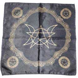 21" X 21" Black Triple Moon Pentagram Alltar Cloth