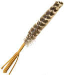 (set Of 2) Leather Wrapped Smudging Feather 10"